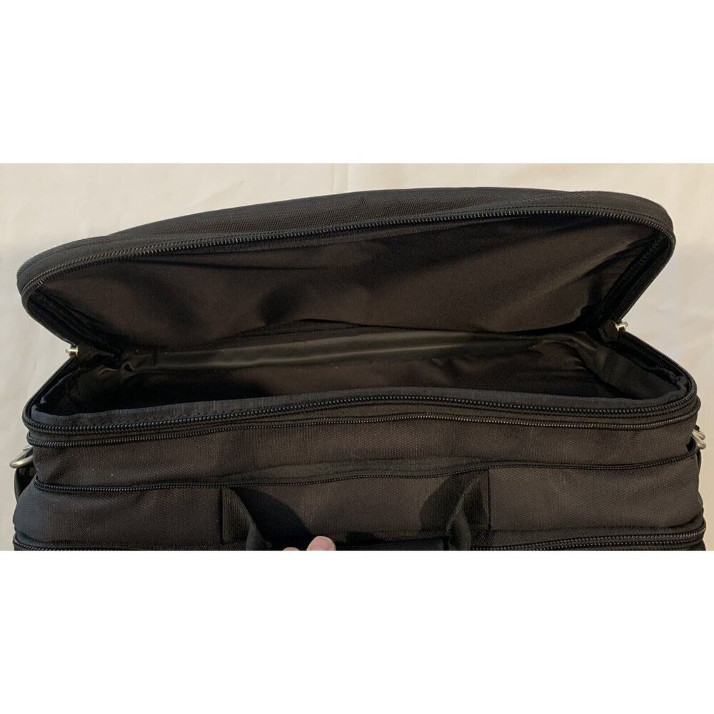 Eddie Bauer Black Nylon Laptop Bag Adjustable Strap Multiple Compartments Padded - Picture 5 of 14